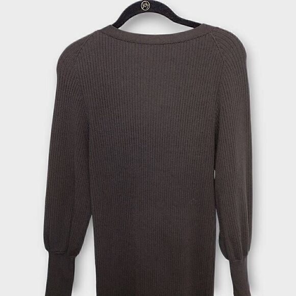 Live the Process Womens Cardigan Sz. Black Ribbed Puffed Sleeves Cuffed Button - Picture 4 of 11